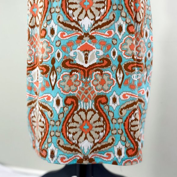 Paisley Crossover Faux Small Wrap Midi Dress Blue Jones New York Signature - Picture 9 of 13